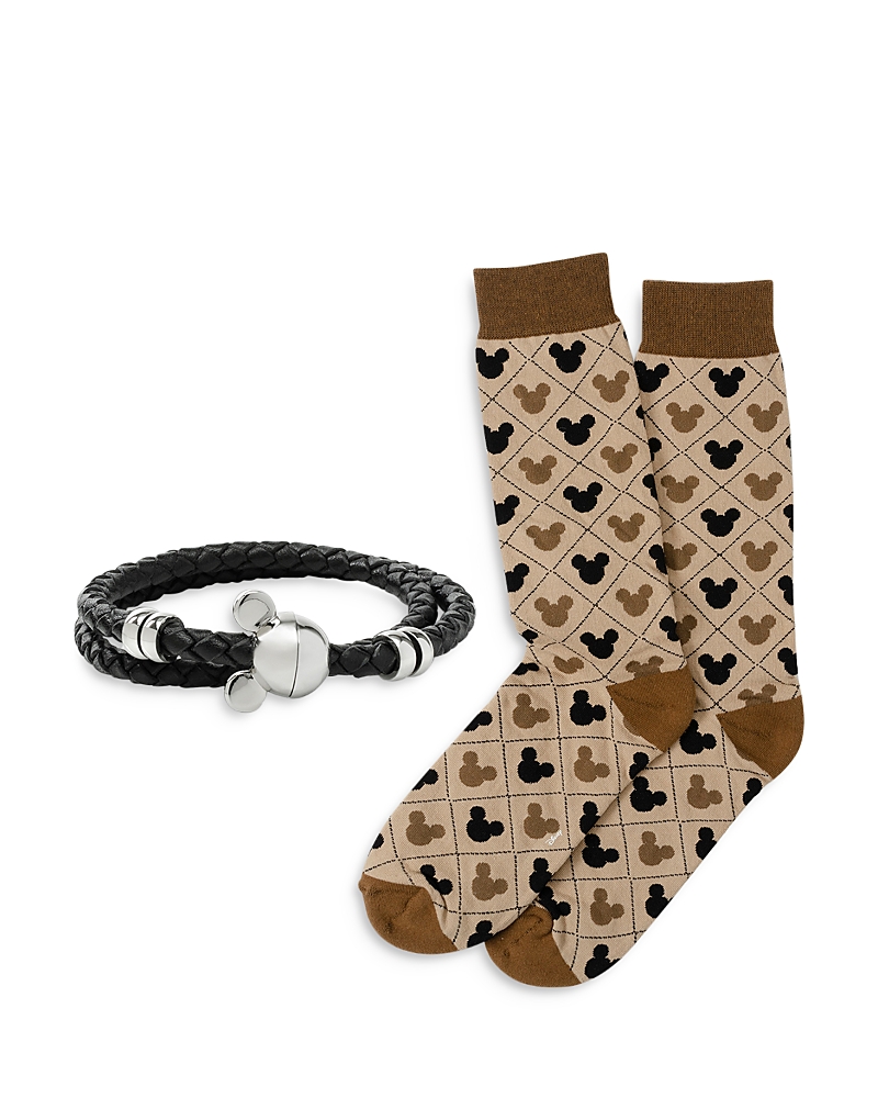 Cufflinks, Inc Mickey Silhouette Socks & Bracelet Gift Set In Multi