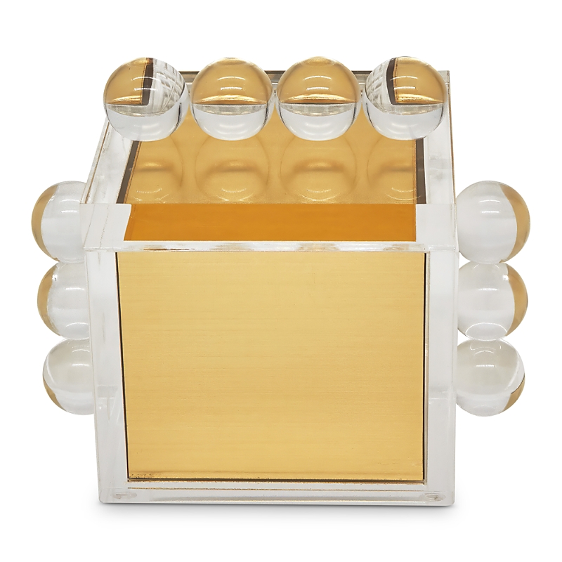 Tizo Lucite Bubble Design Box With Lid In Gold