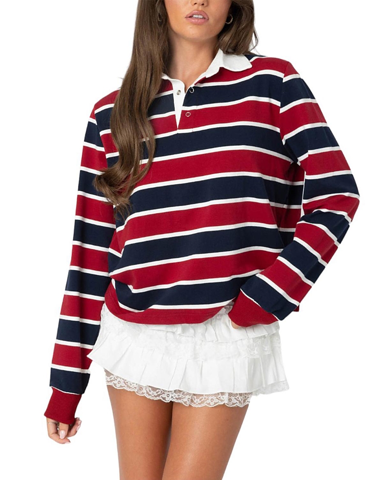 Shop Edikted Hanna Striped Collared Shirt In Mix