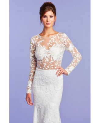 Holden Long-Sleeve Illusion Gown