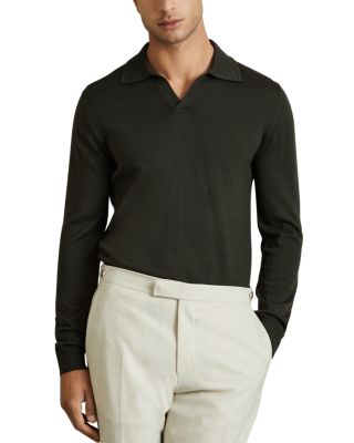 REISS - Long Sleeve Open Collar Polo Sweater