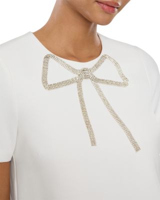 Marullo Bow Embellished Feather Mini Dress