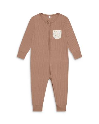 Unisex Ribbed Bear Pocket Two Way Zip Up Romper - Baby