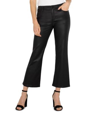 Liverpool Los Angeles - Hannah Cropped Mid Rise Flare Leg Jeans in Coated Black