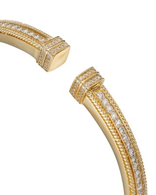 Diamond Cuff Bangle Bracelet in 14K Yellow Gold, 1.2 tcw 