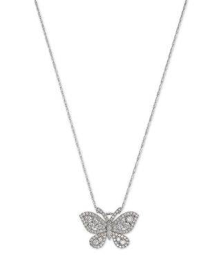 Bloomingdale's Fine Collection Diamond Butterfly Pendant Necklace in 14K White Gold, 1.3 ct. t. w.