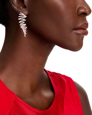 Diamond ZigZag Drop Earrings in 14K White Gold, 2.3 tcw