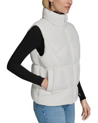 Faux Leather Puffer Vest