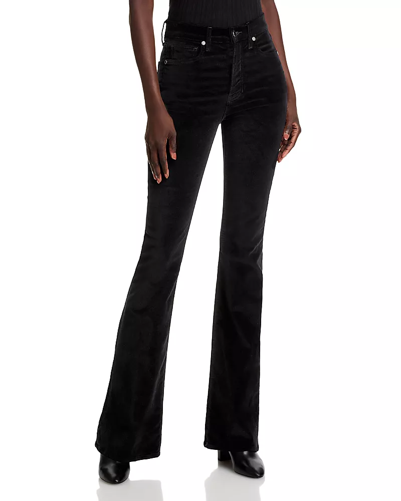 Veronica Beard Beverly High Rise Velveteen Skinny Flare Jeans in Black