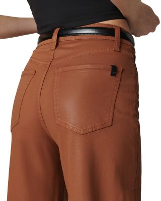 The Mia High Rise Wide Leg Coated Jeans in Leather Brown
