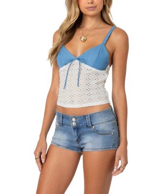 Denim & Eyelet Tank Top
