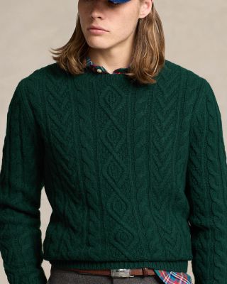 Wool Cable Knit Crewneck Sweater
