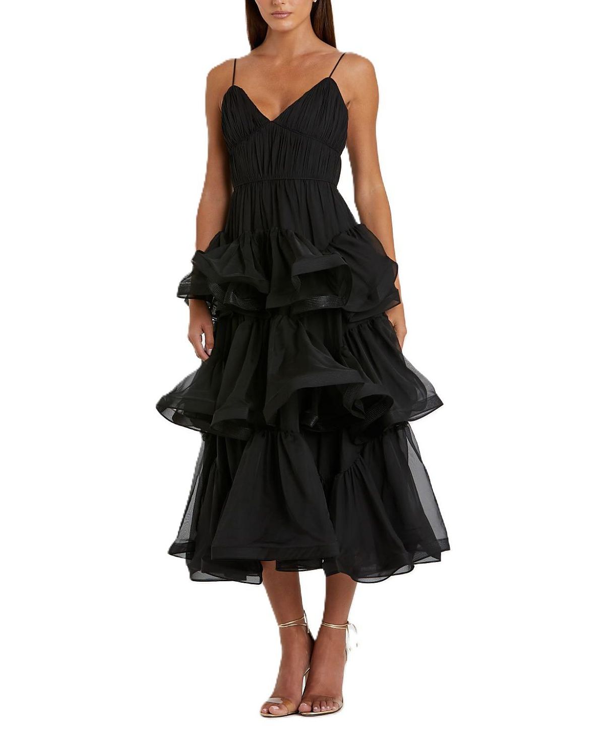 Mac Duggal Tiered V-Neck Dress