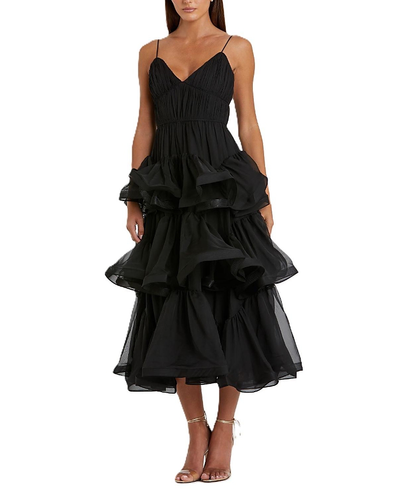 Mac Duggal Tiered V-Neck Dress