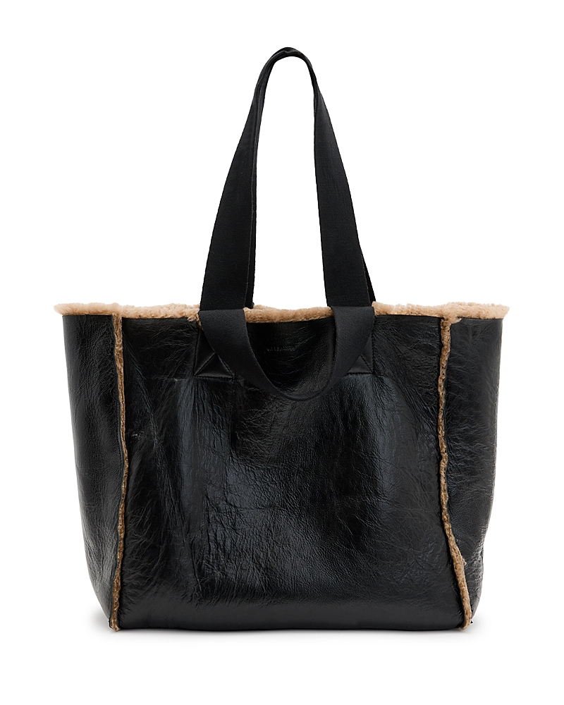 ALLSAINTS IZZY SHEARLING LEATHER TOTE