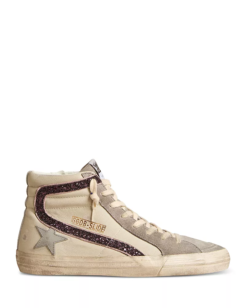 Golden Goose Women's Slide Classic Star & Glitter Wave High Top Sneakers