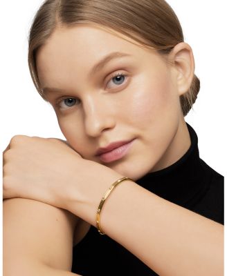 18K Yellow Gold Modern Renaissance Bangle Bracelet with Diamonds 