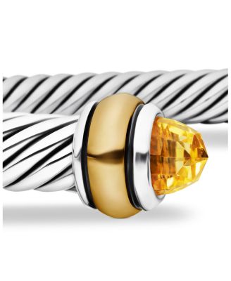 Sterling Silver & 18K Yellow Gold Cable Classic Bracelet with Citrine