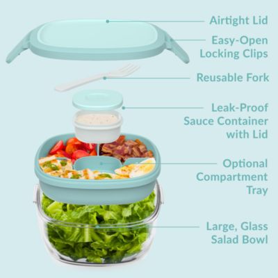 Glass Leak Proof Salad Container