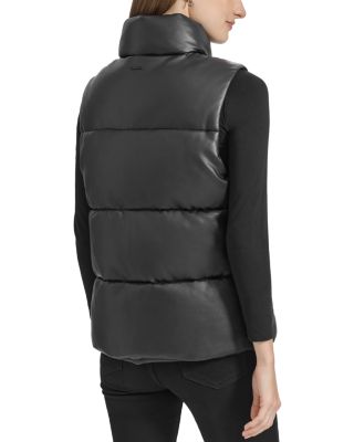 Faux Leather Puffer Vest