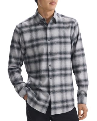 Theory Irving Button Down in Soft Plaid Cotton