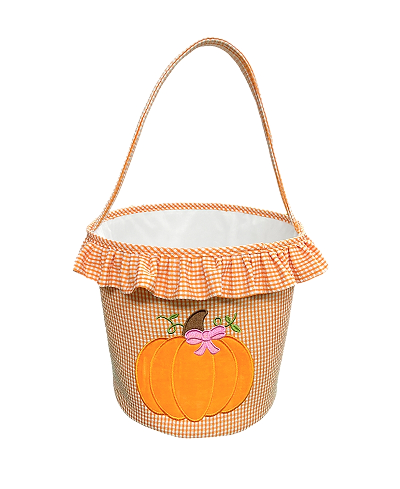 Bits & Bows Halloween Ruffled Pumpkin Tote In Orange