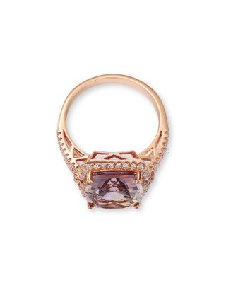 Ametrine & Diamond Halo Ring in 14K Rose Gold