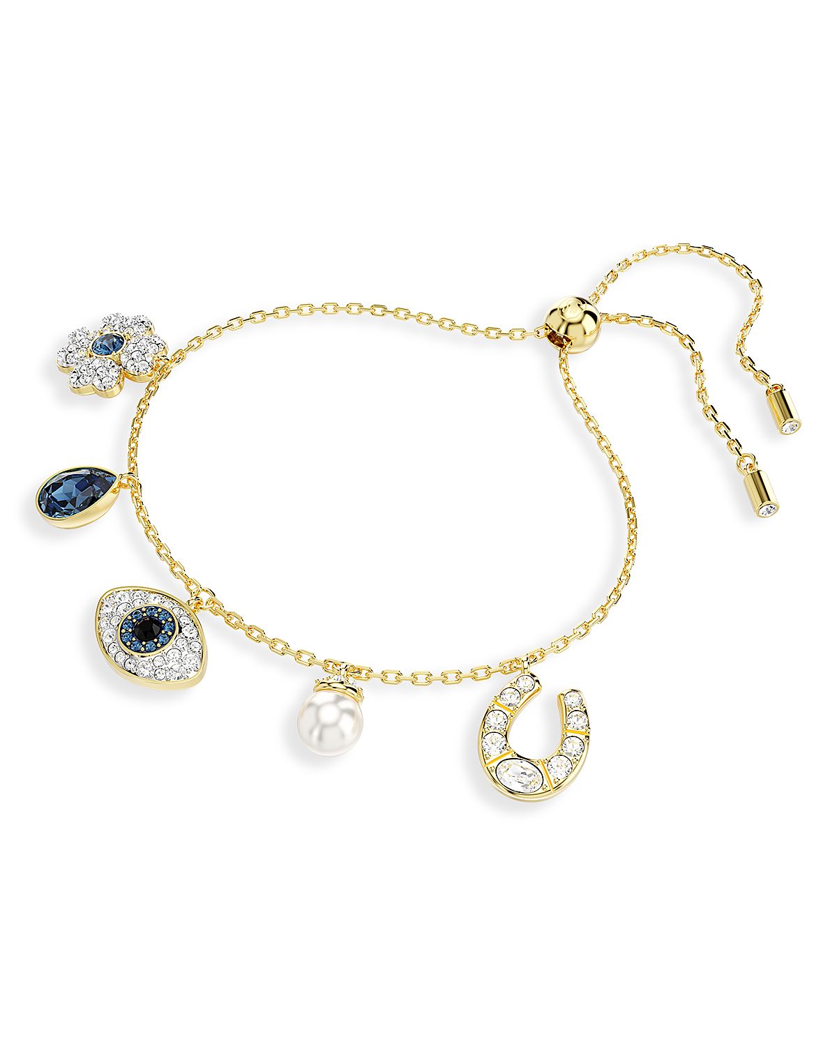 Swarovski Symbolica Crystal & Imitation Pearl Mixed Charm Slider Bracelet