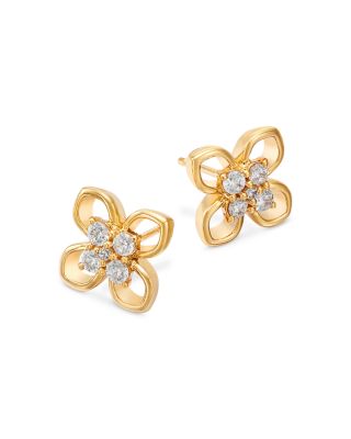 Diamond Clover Stud Earrings in 14K Yellow Gold, 0.33 tcw
