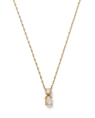 Bloomingdale's Fine Collection - Diamond Round & Emerald Cut Pendant Necklace in 14K Yellow Gold, 0.33 ct. t.w.