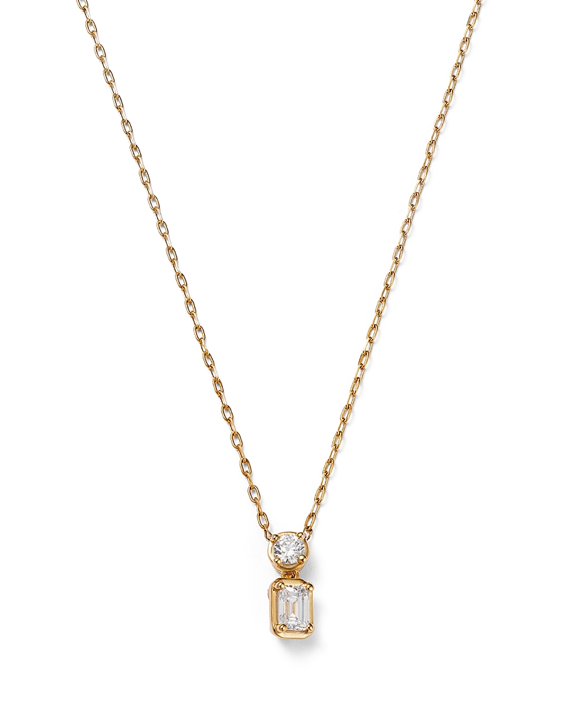 Bloomingdale's Fine Collection Diamond Round & Emerald Cut Pendant Necklace in 14K Yellow Gold, 0.33 tcw