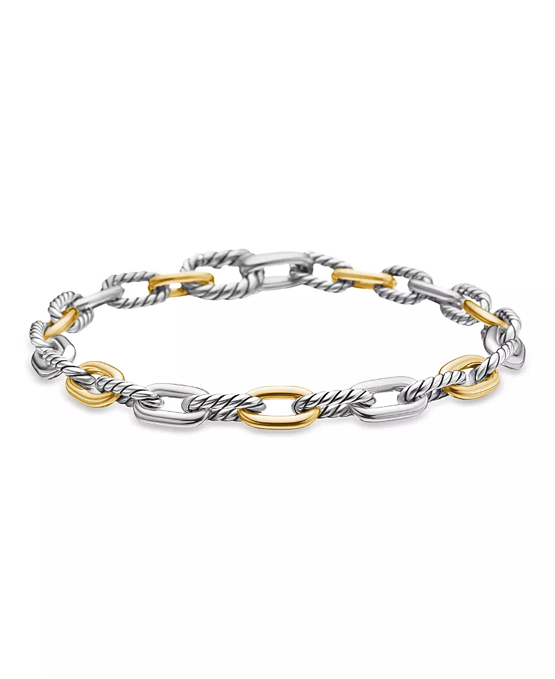 David Yurman Dy Madison Chain Bracelet in Sterling Silver with 18K Yellow Gold, 5.5mm
