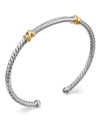 Sterling Silver Petite Helena Two Station Wrap Bracelet in 18K Yellow Gold with Diamonds