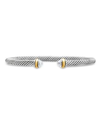Classic Cable Bracelet in Sterling Silver with 18K Yellow Gold, 4mm