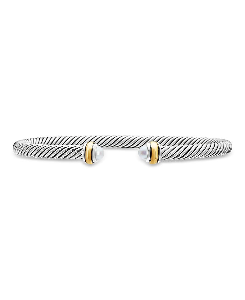 Classic Cable Bracelet in Sterling Silver with 18K Yellow Gold, 4mm