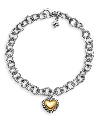 Cable Collectibles&reg; Cookie Classic Heart Bracelet in Sterling Silver with 18K Yellow Gold, 4.5mm
