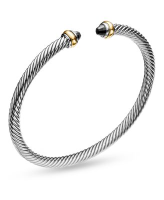 Classic Cable Bracelet in Sterling Silver with 18K Yellow Gold, 4mm