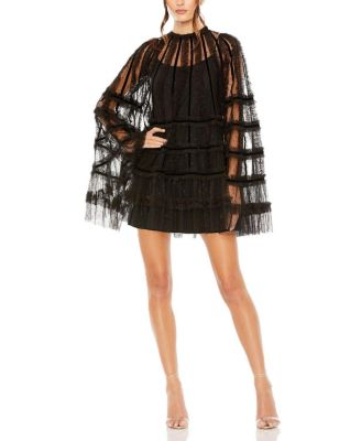 Mac Duggal - High Neck Ruffle Bell Sleeve Trapeze Dress