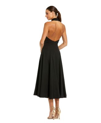 Crepe Sleeveless Blazer Halter Midi Dress