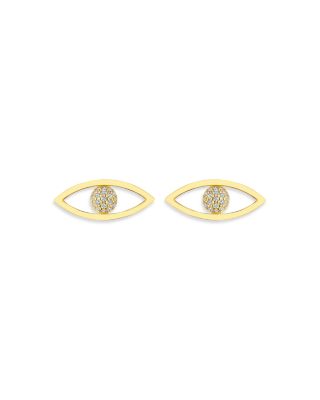 18K Yellow Gold Reflections Stud Earrings with Diamonds, 0.19 tcw