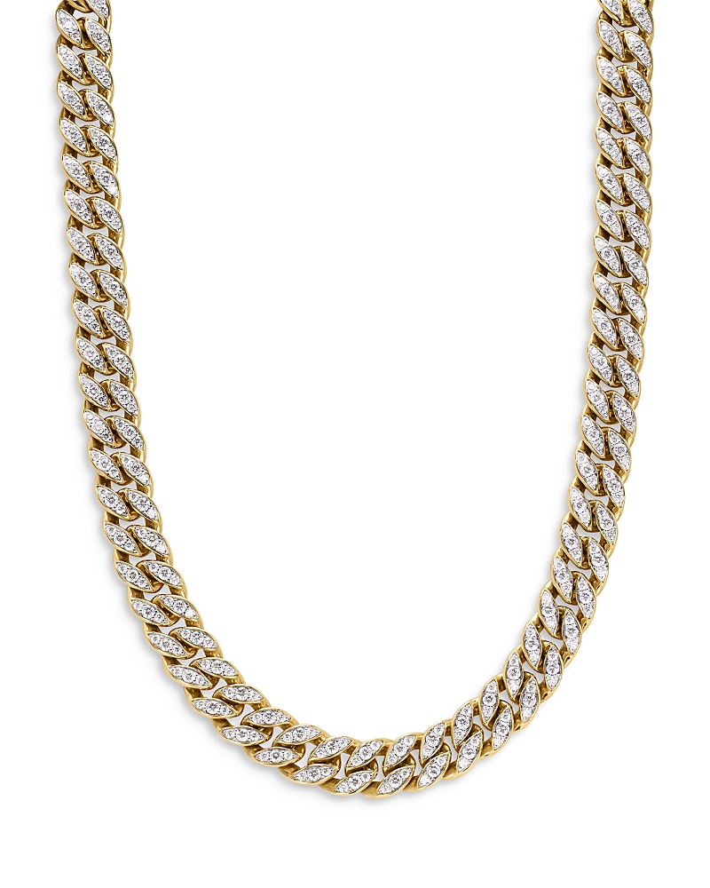 David Yurman Curb Chain Necklace in 18K Yellow Gold with Diamonds, 11.5mm