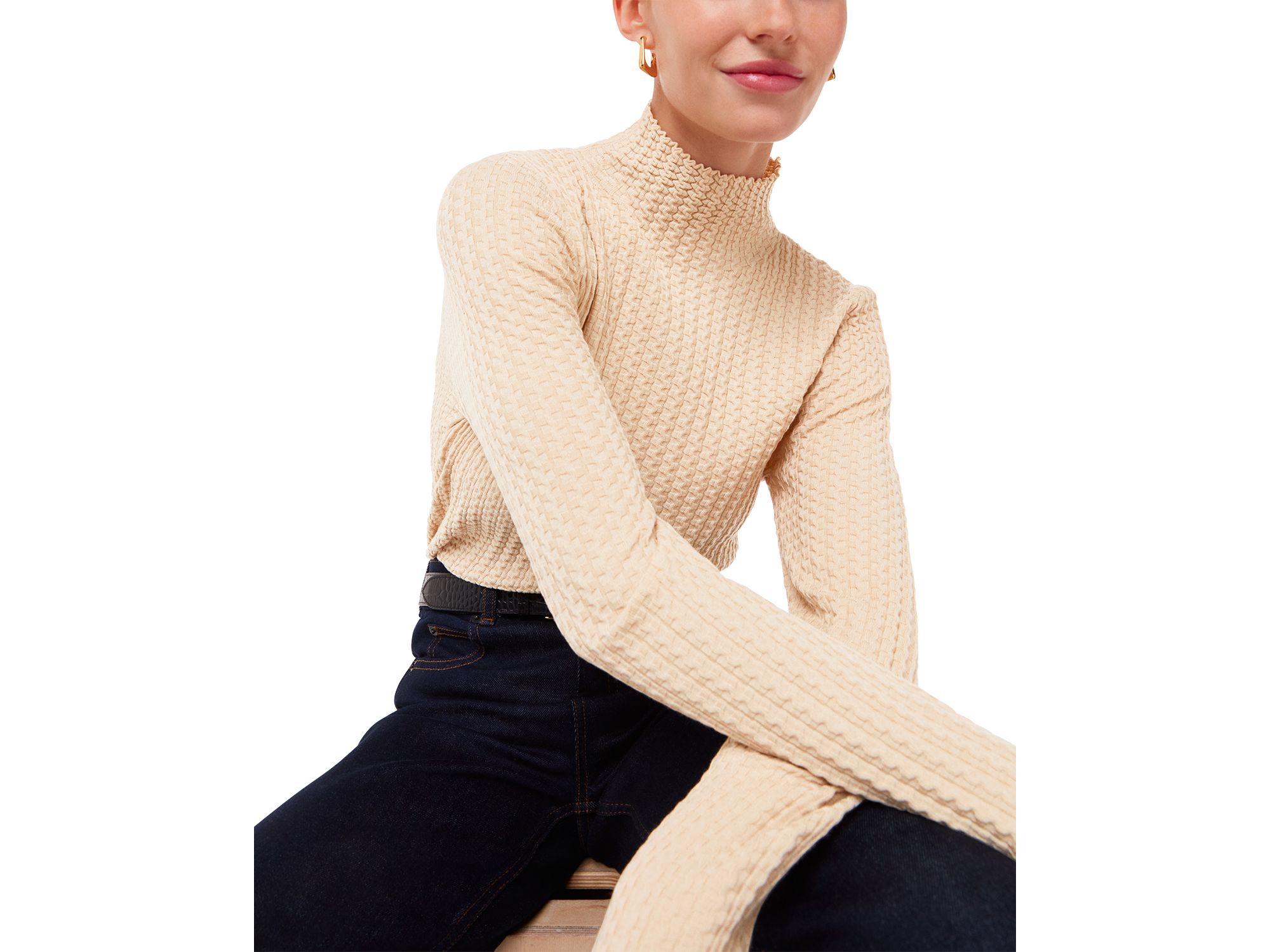 Textured High Neck Sweater - Image 1