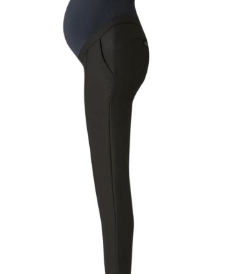Women s Slim Leg Over-Belly Maternity Dress Pants in Black Italian Stretch Suiting Fabric
