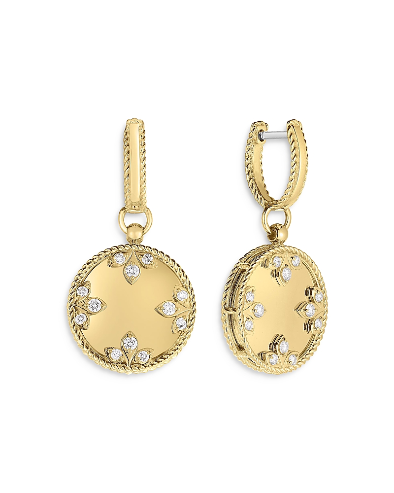 Roberto Coin 18K Yellow Gold Venetian Princess Medallion Diamond Drop Earrings