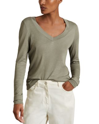 REISS - Brady V Neck Long Sleeve Top