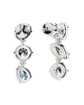 Gema Multicolor Crystal Mismatch Triple Drop Earrings in Rhodium Plated