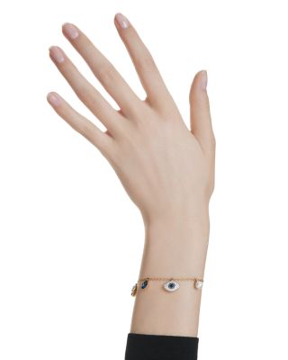 Symbolica Crystal & Imitation Pearl Mixed Charm Slider Bracelet in Gold Tone