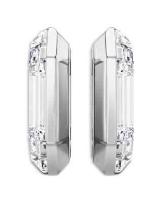 Lucent Crystal Octagon Hoop Earrings in Rhodium Plated