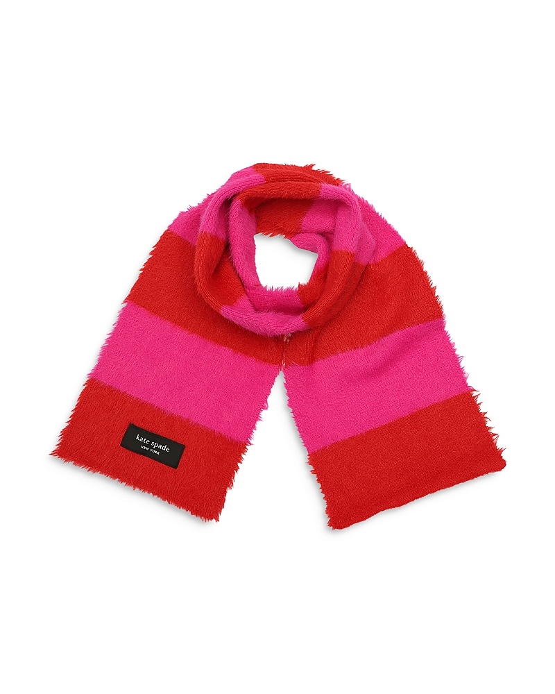 Kate Spade New York Awning Stripe Fuzzy Scarf In Pink Multi