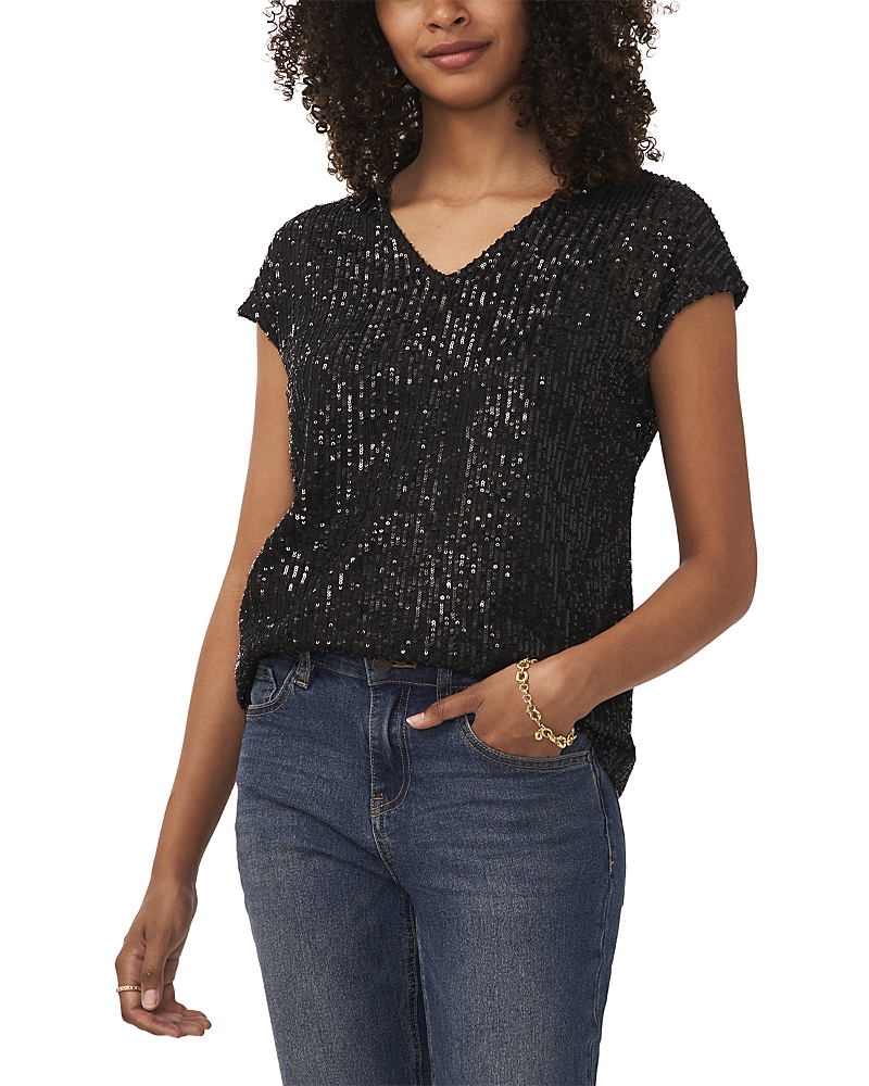 VINCE CAMUTO SHORT SLEEVE SEQUIN TOP